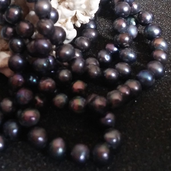 Sautoir 100cm de perles noires de Tahiti BQ - Ø 10x13 mm